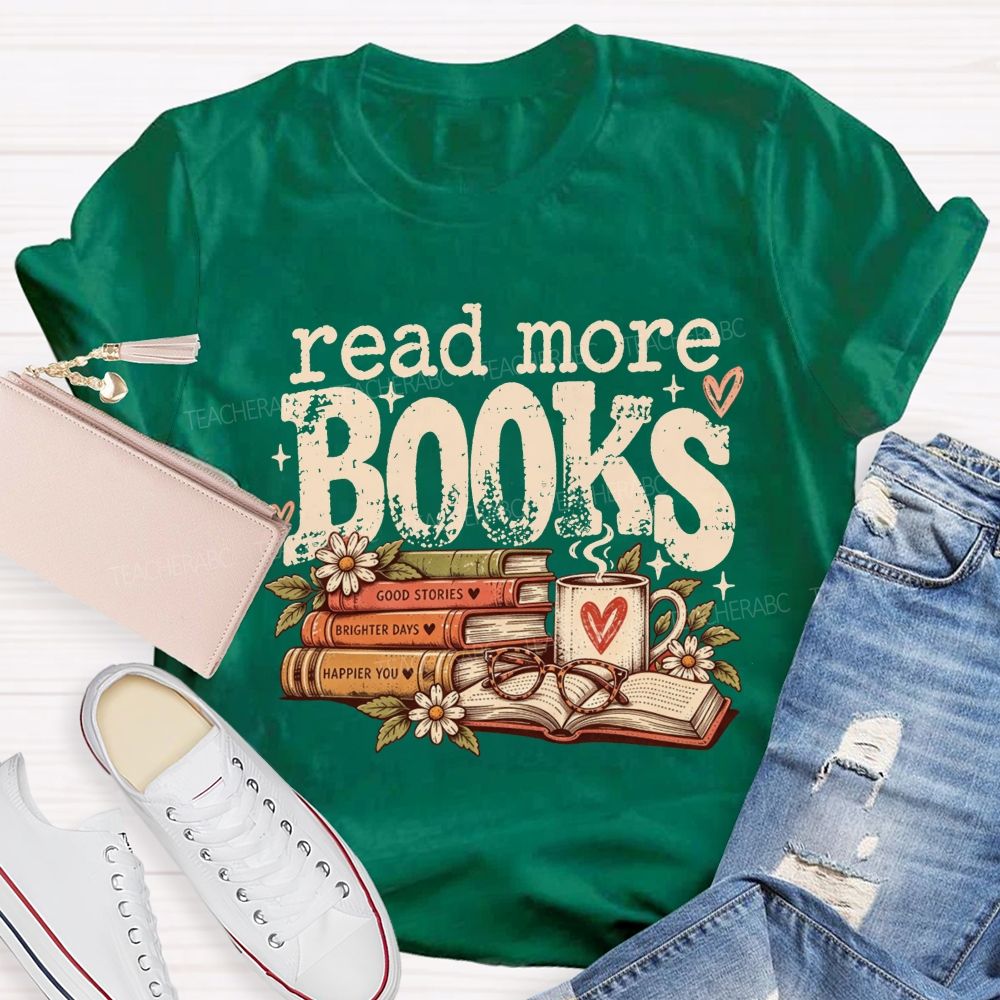 Read More Books Retro Book Lover Teacher T-shirt