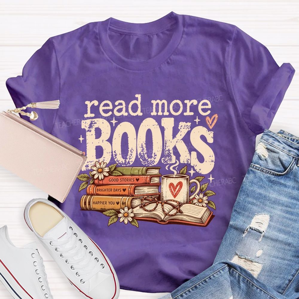 Read More Books Retro Book Lover Teacher T-shirt