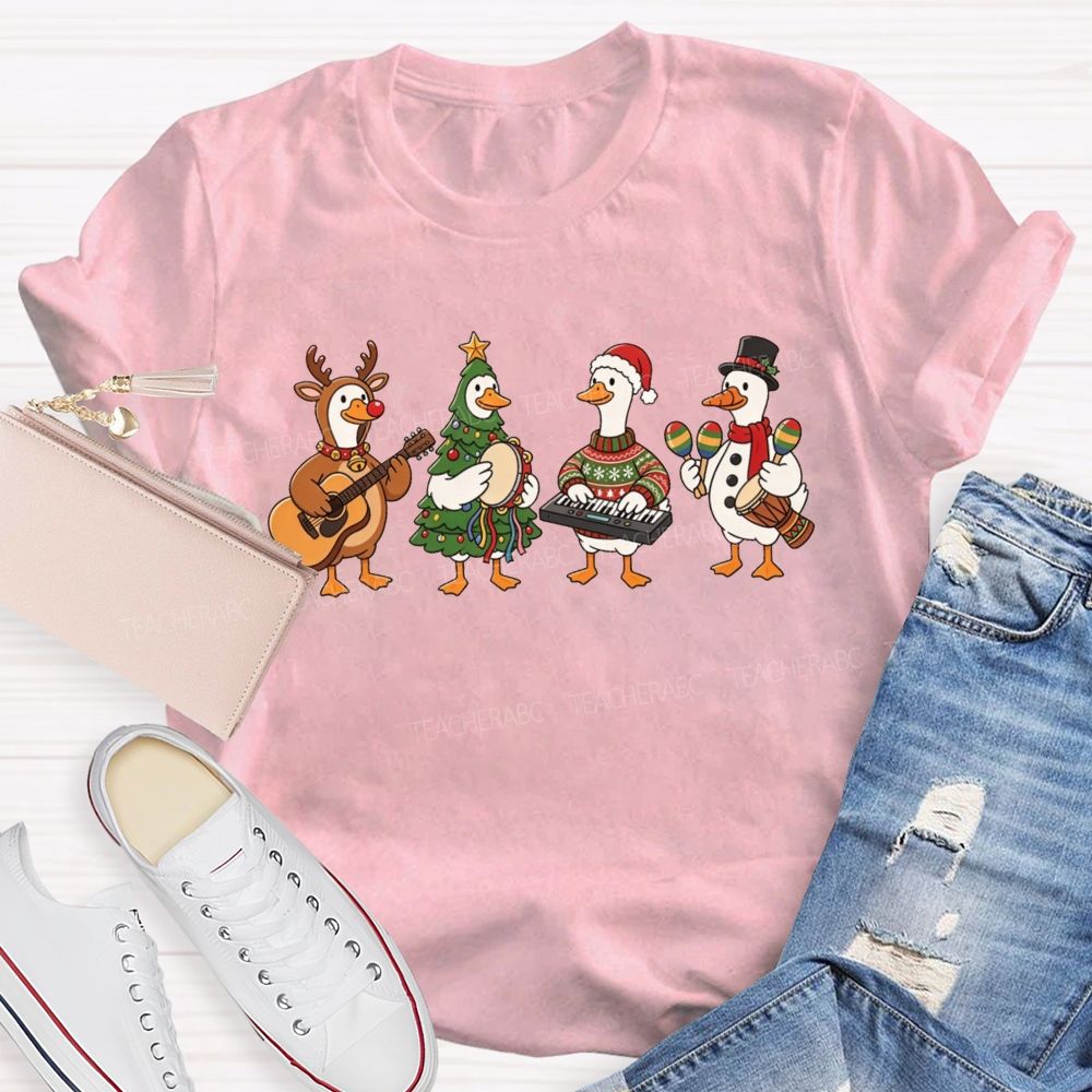 Christmas Goose Band Geese Animal Music Holiday Teacher T-shirt