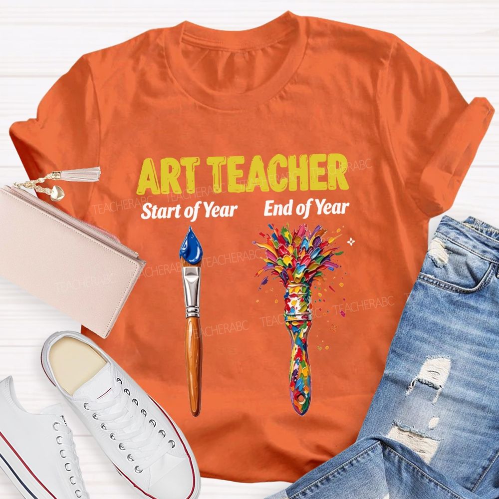 Art Teacher Start Vs End Of The Year Teacher T-shirt