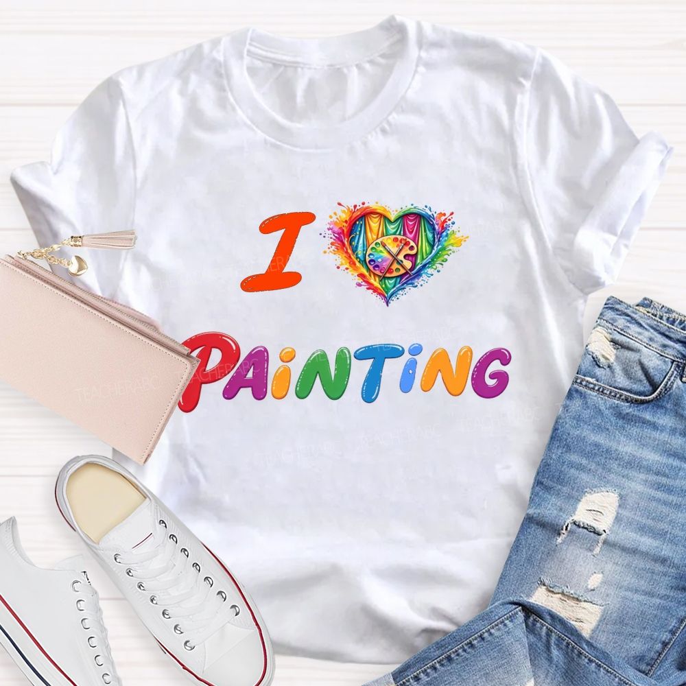 I Heart Painting Colorful Artist Design Art Teacher T-shirt