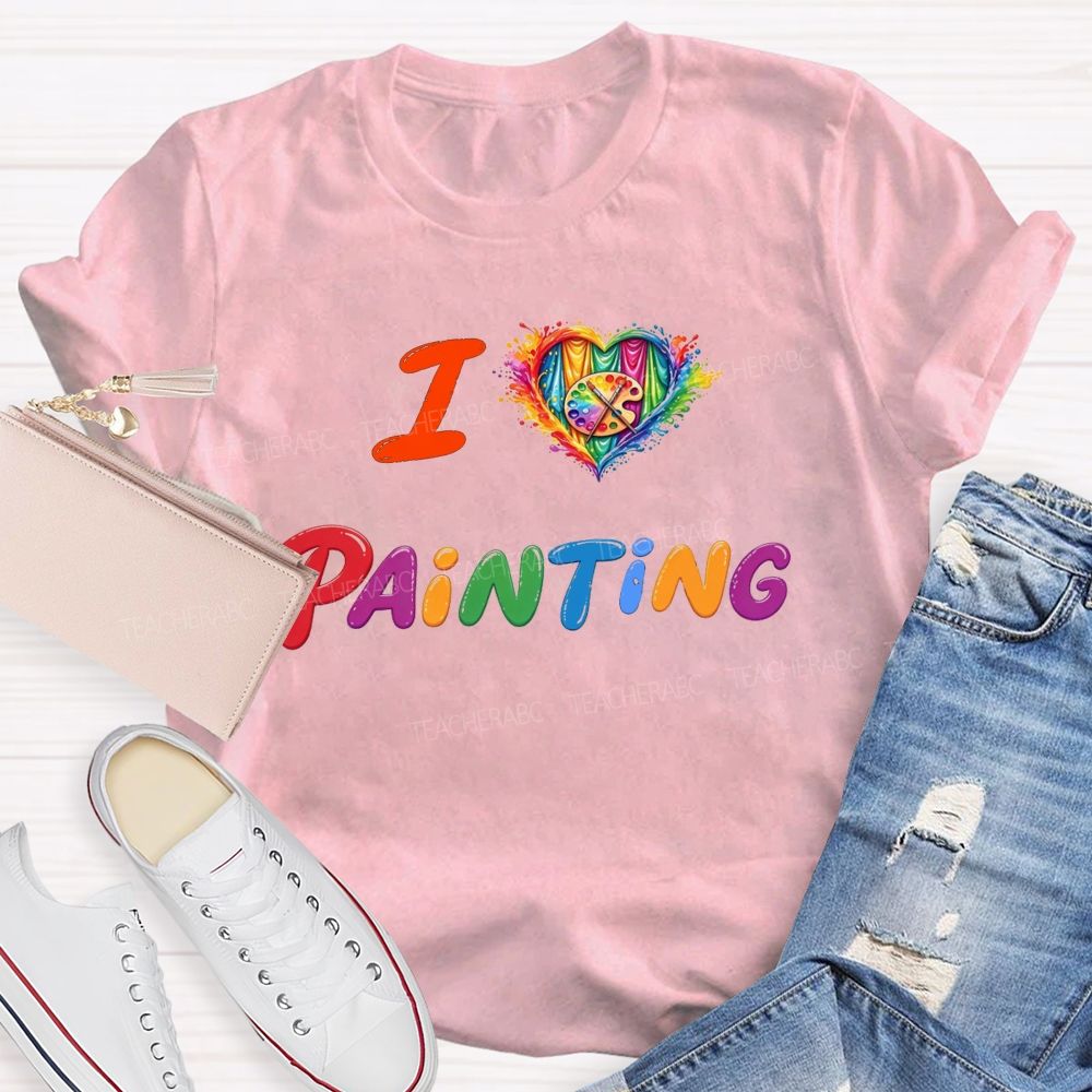 I Heart Painting Colorful Artist Design Art Teacher T-shirt