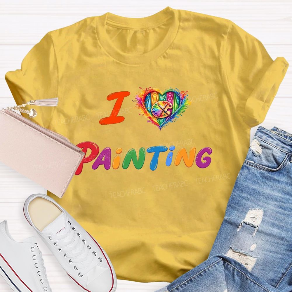 I Heart Painting Colorful Artist Design Art Teacher T-shirt