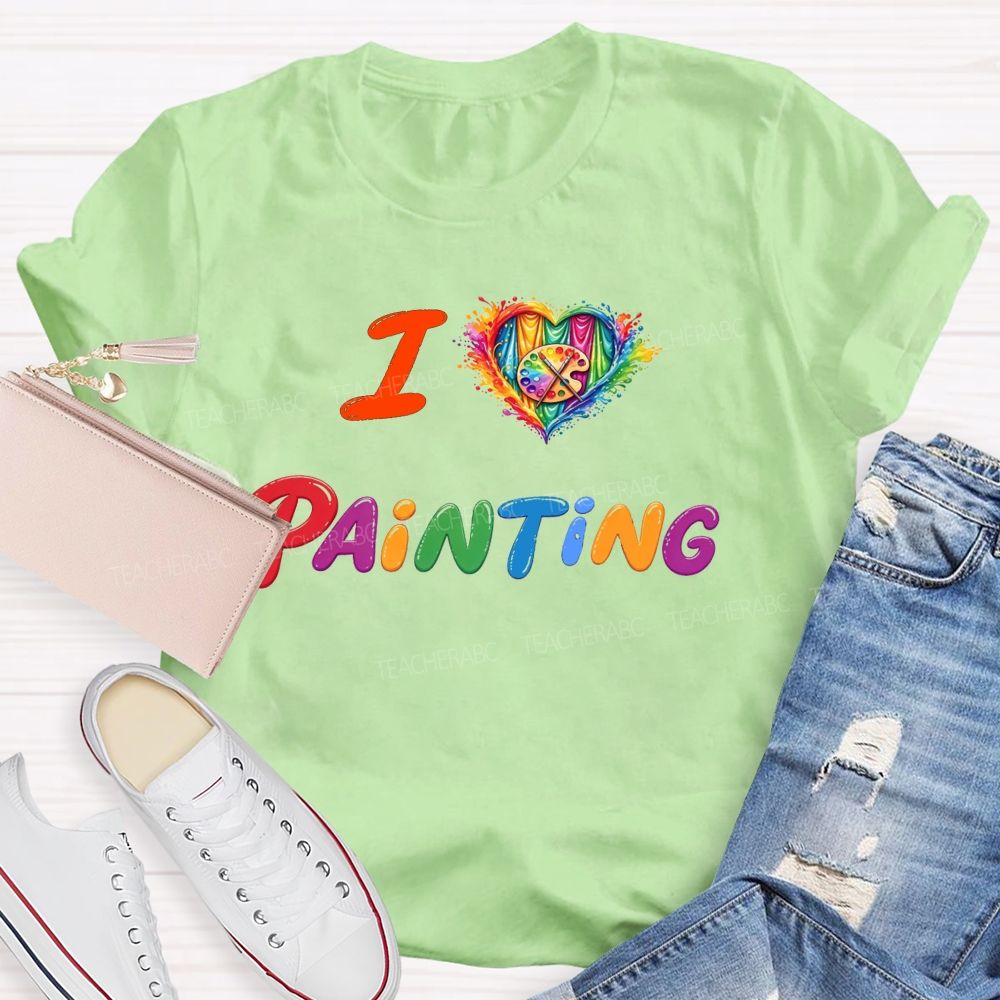 I Heart Painting Colorful Artist Design Art Teacher T-shirt