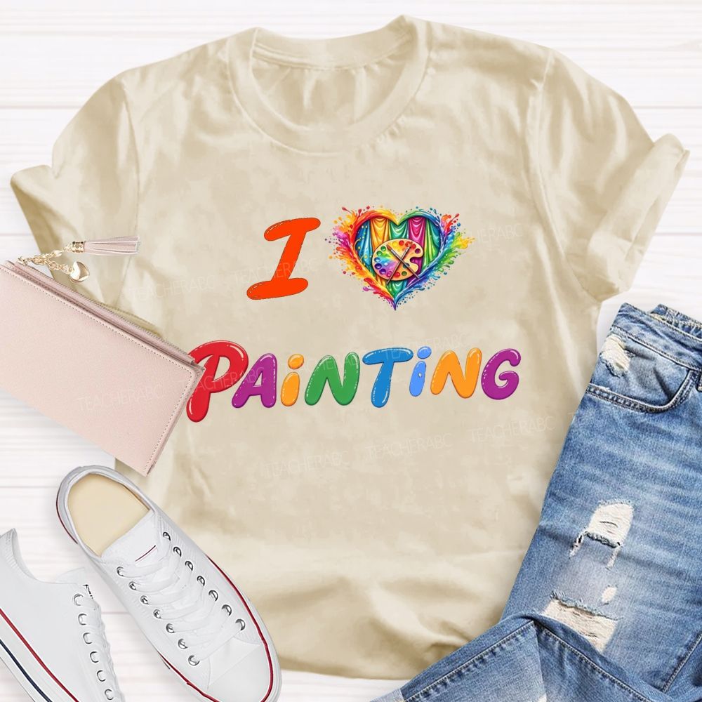 I Heart Painting Colorful Artist Design Art Teacher T-shirt