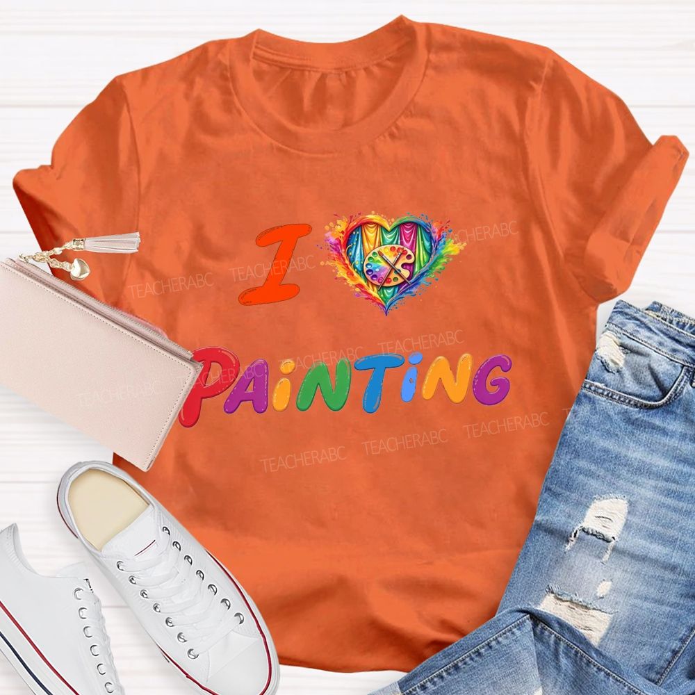 I Heart Painting Colorful Artist Design Art Teacher T-shirt