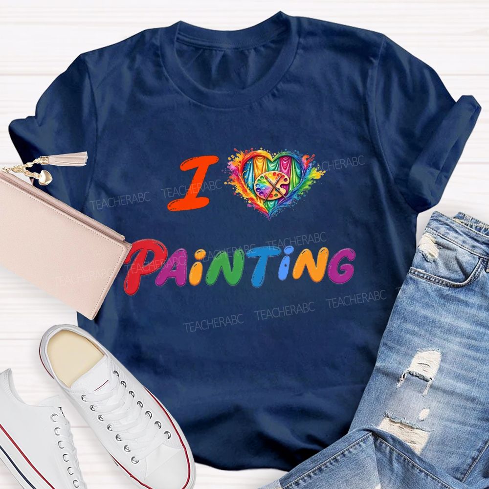 I Heart Painting Colorful Artist Design Art Teacher T-shirt