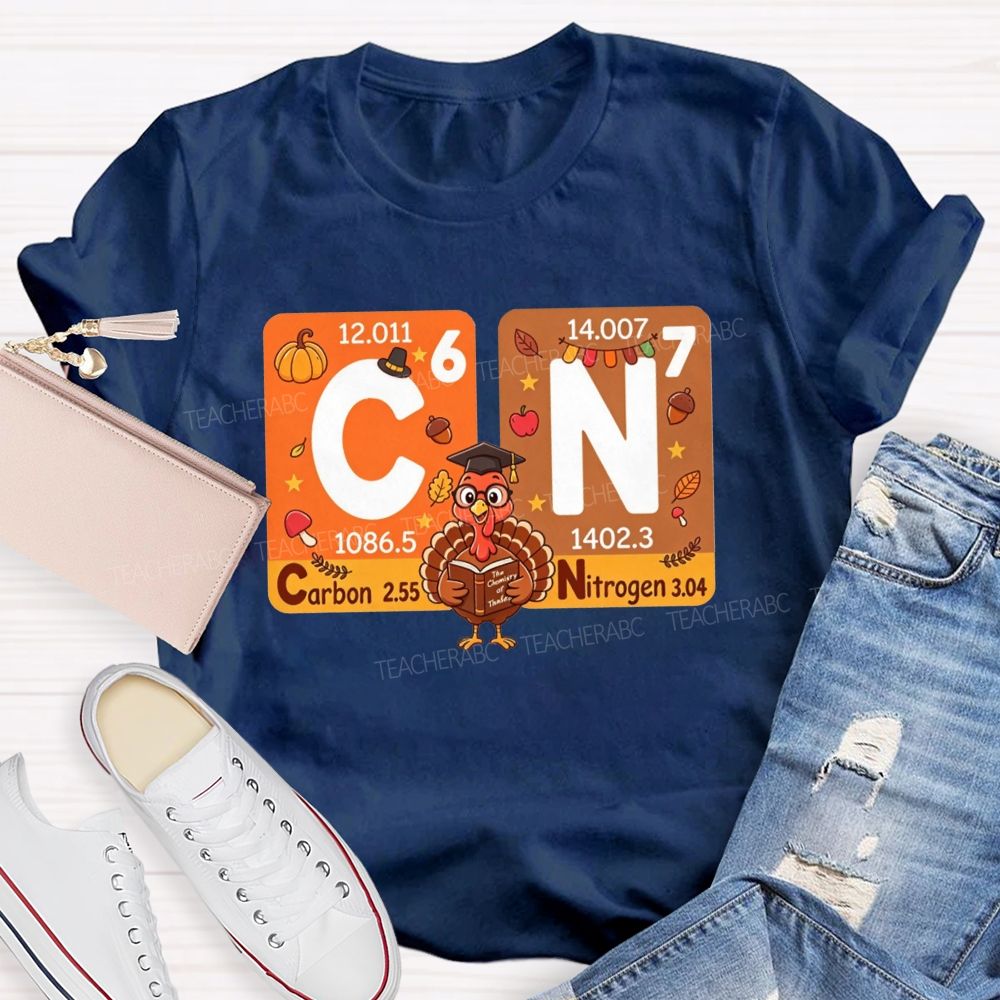 Fall Thanksgiving Turkey Science Teacher T-shirt