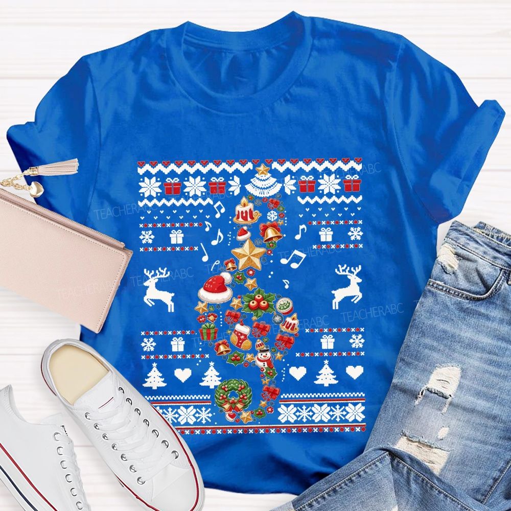 Music Teacher Christmas Tree Teacher T-shirt