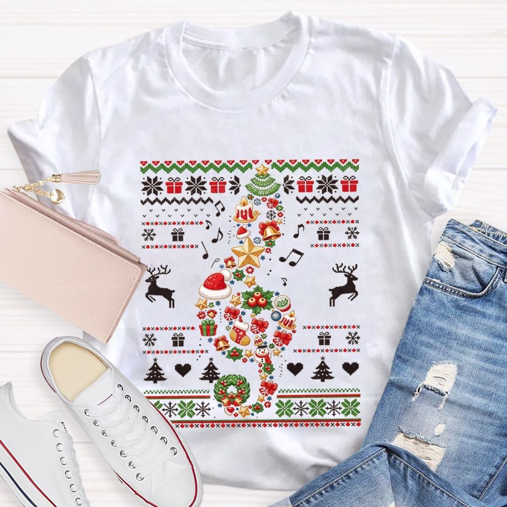 Music Teacher Christmas Tree Teacher T-shirt