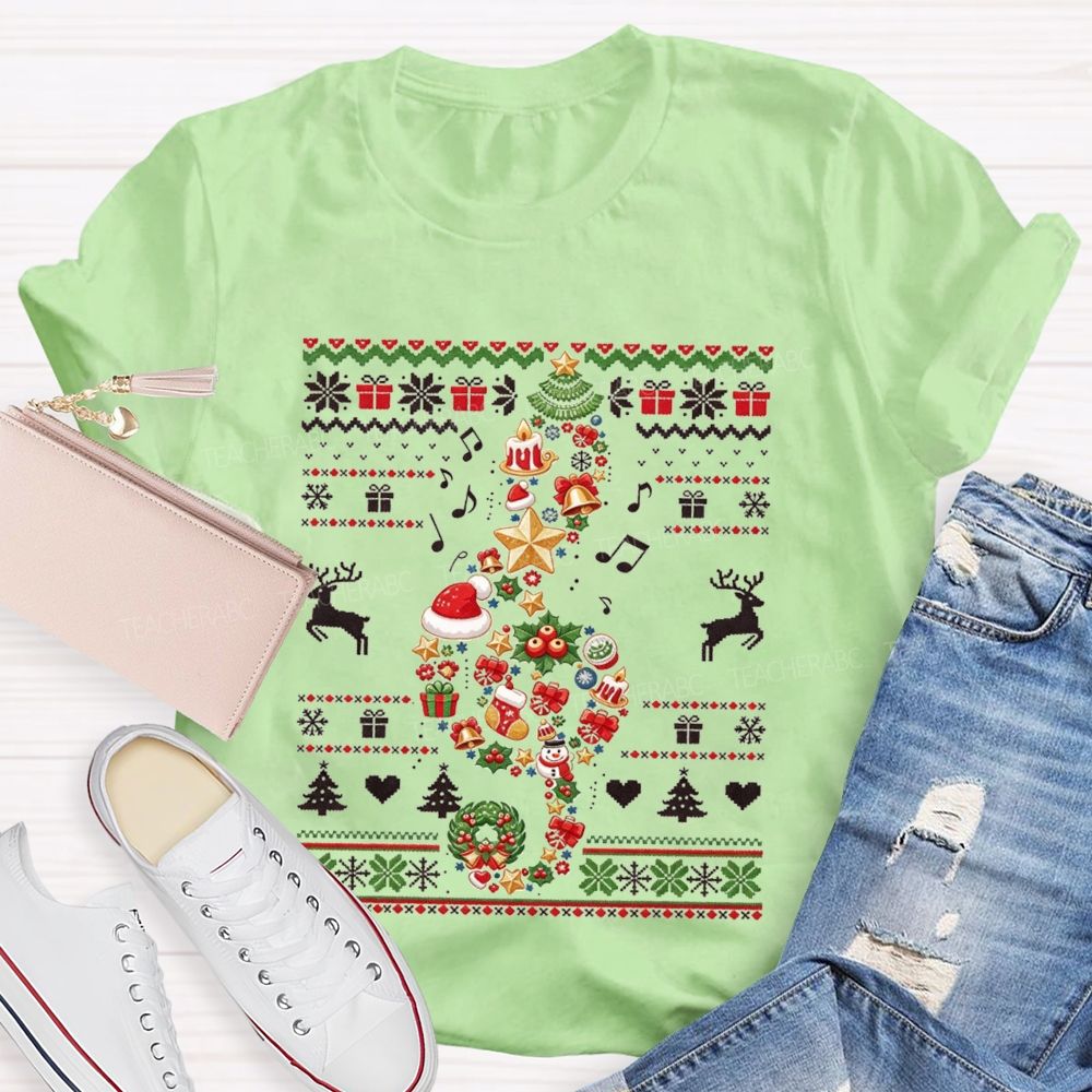 Music Teacher Christmas Tree Teacher T-shirt