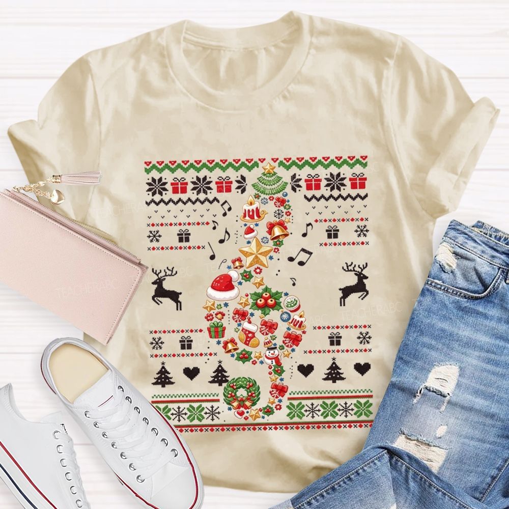 Music Teacher Christmas Tree Teacher T-shirt