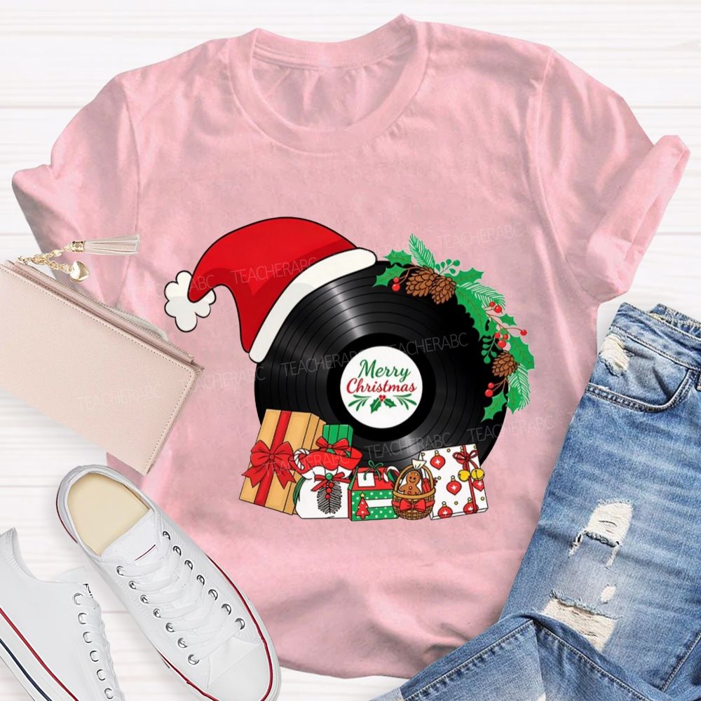 Merry Christmas Music Santa Hat Teacher T-shirt