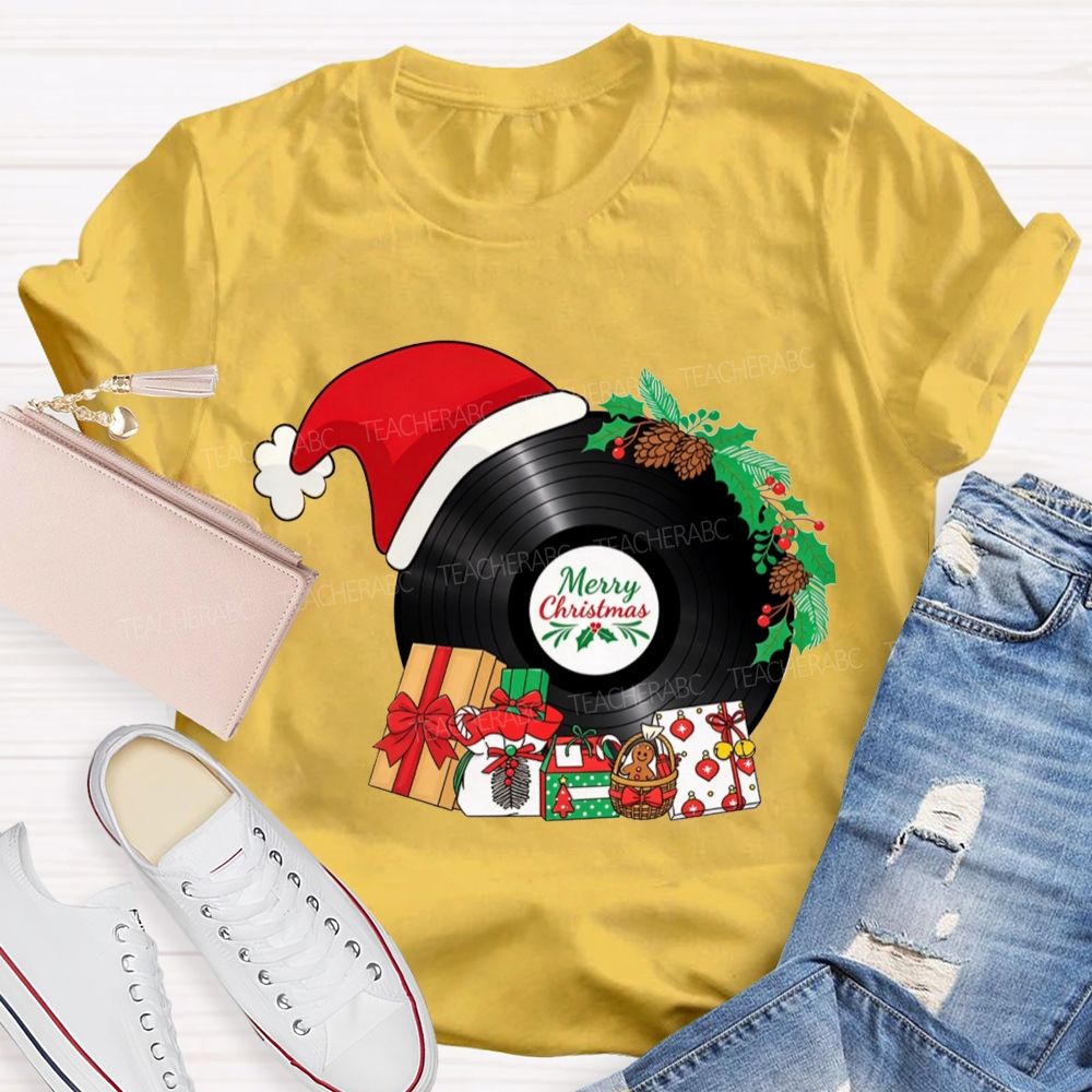 Merry Christmas Music Santa Hat Teacher T-shirt