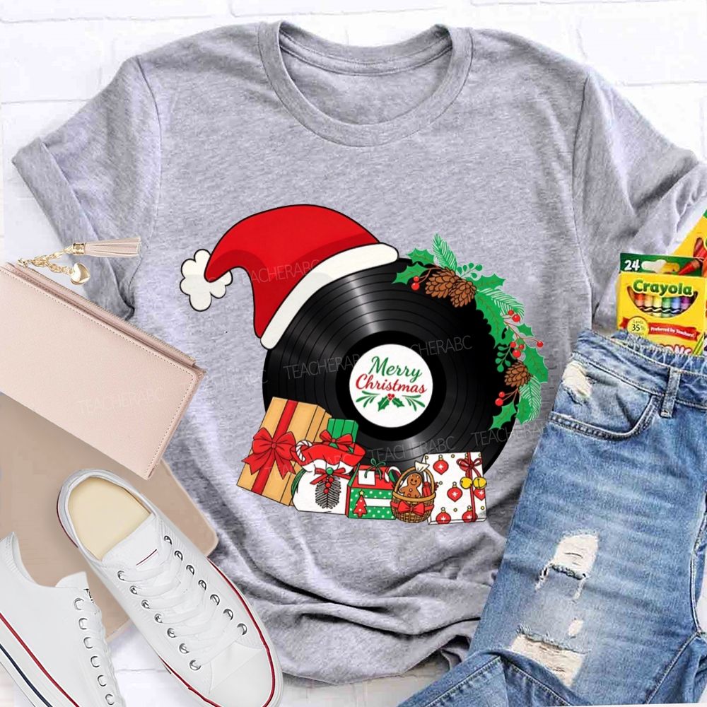 Merry Christmas Music Santa Hat Teacher T-shirt