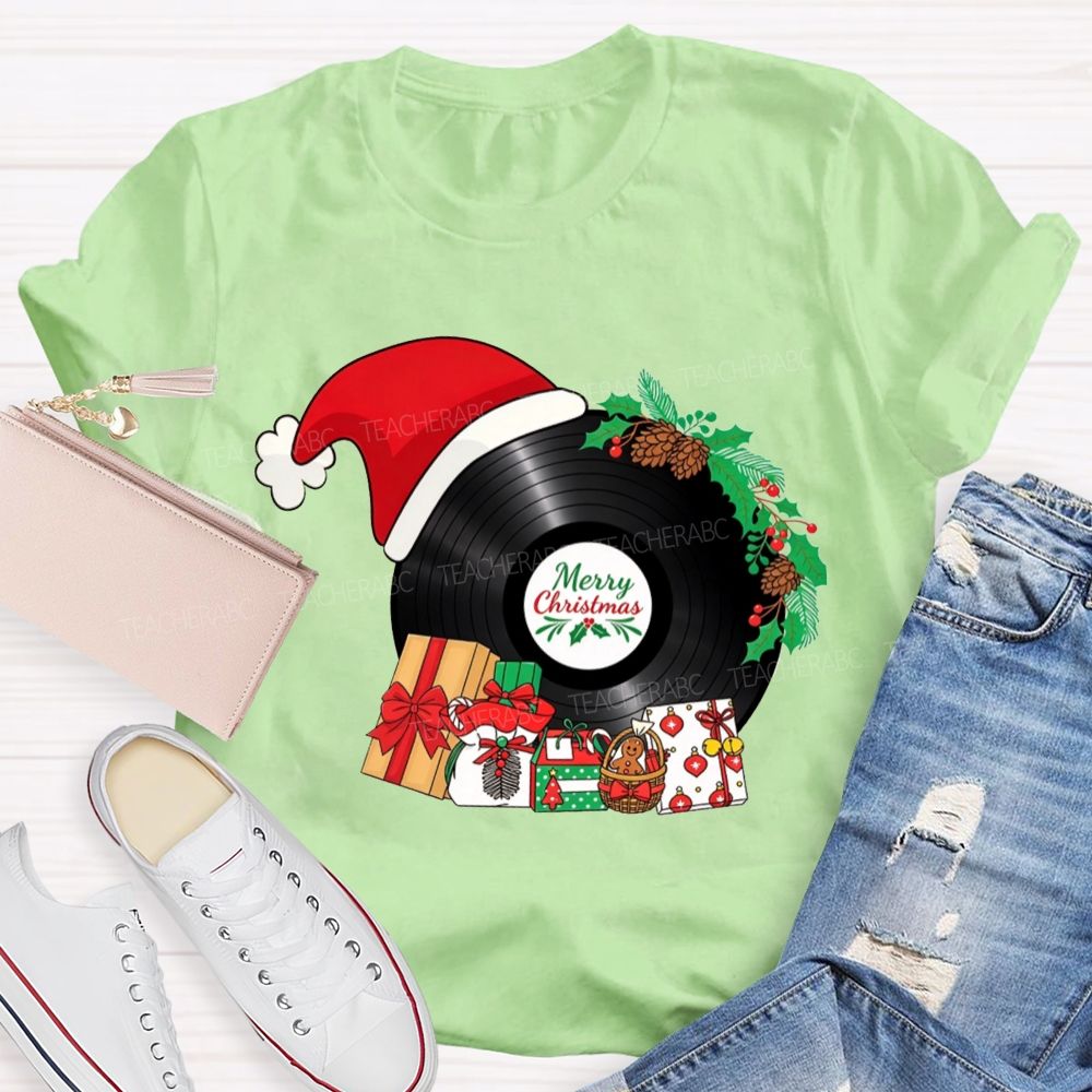 Merry Christmas Music Santa Hat Teacher T-shirt