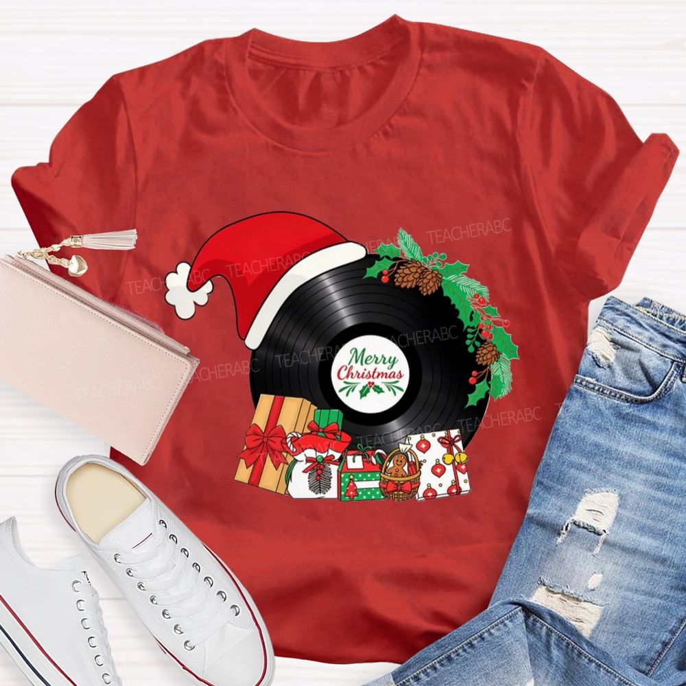 Merry Christmas Music Santa Hat Teacher T-shirt