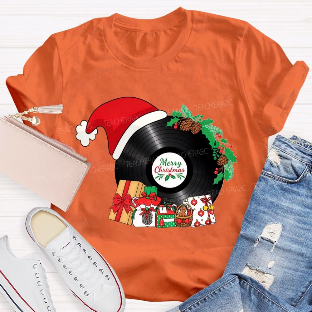 Merry Christmas Music Santa Hat Teacher T-shirt