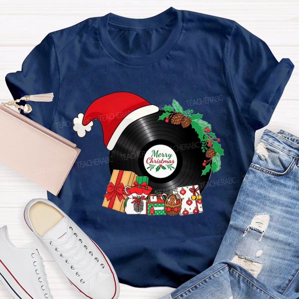 Merry Christmas Music Santa Hat Teacher T-shirt