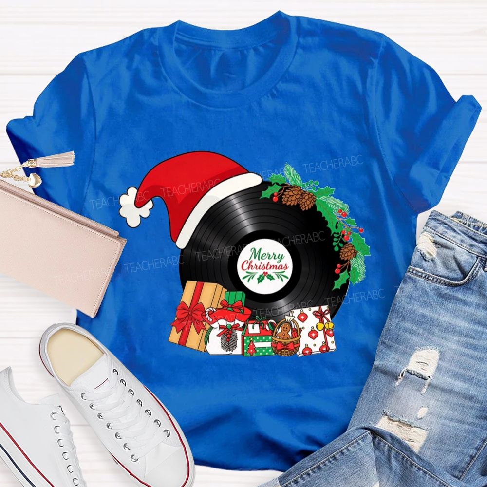 Merry Christmas Music Santa Hat Teacher T-shirt
