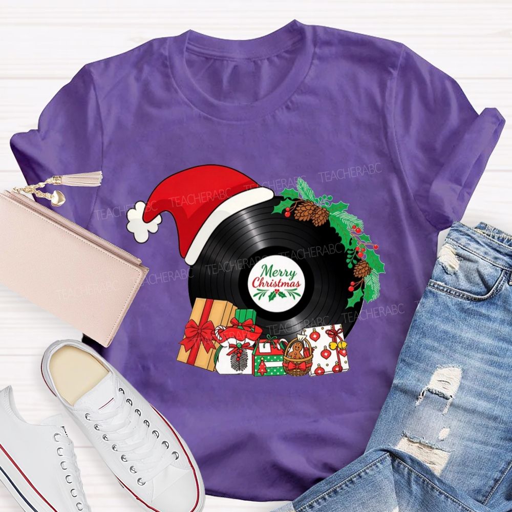 Merry Christmas Music Santa Hat Teacher T-shirt