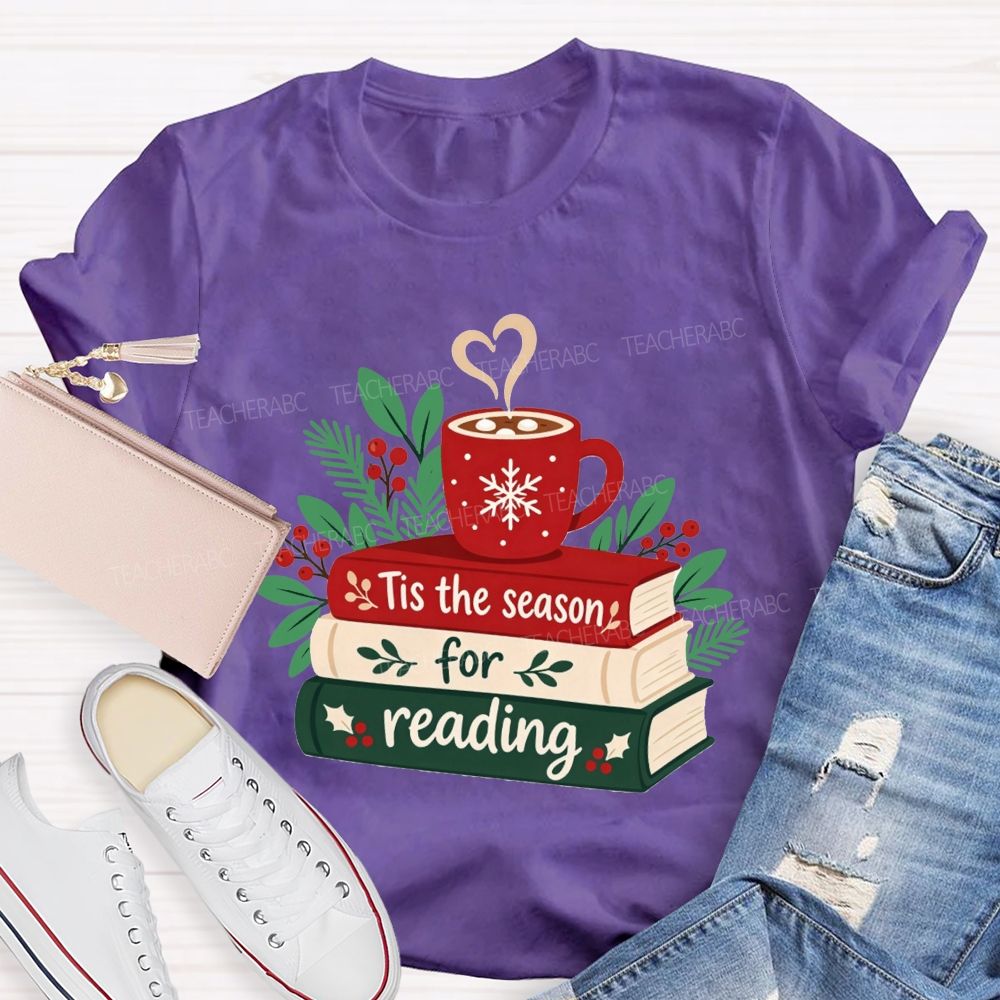 Tis The Season For Reading Christmas Book Teacher T-shirt