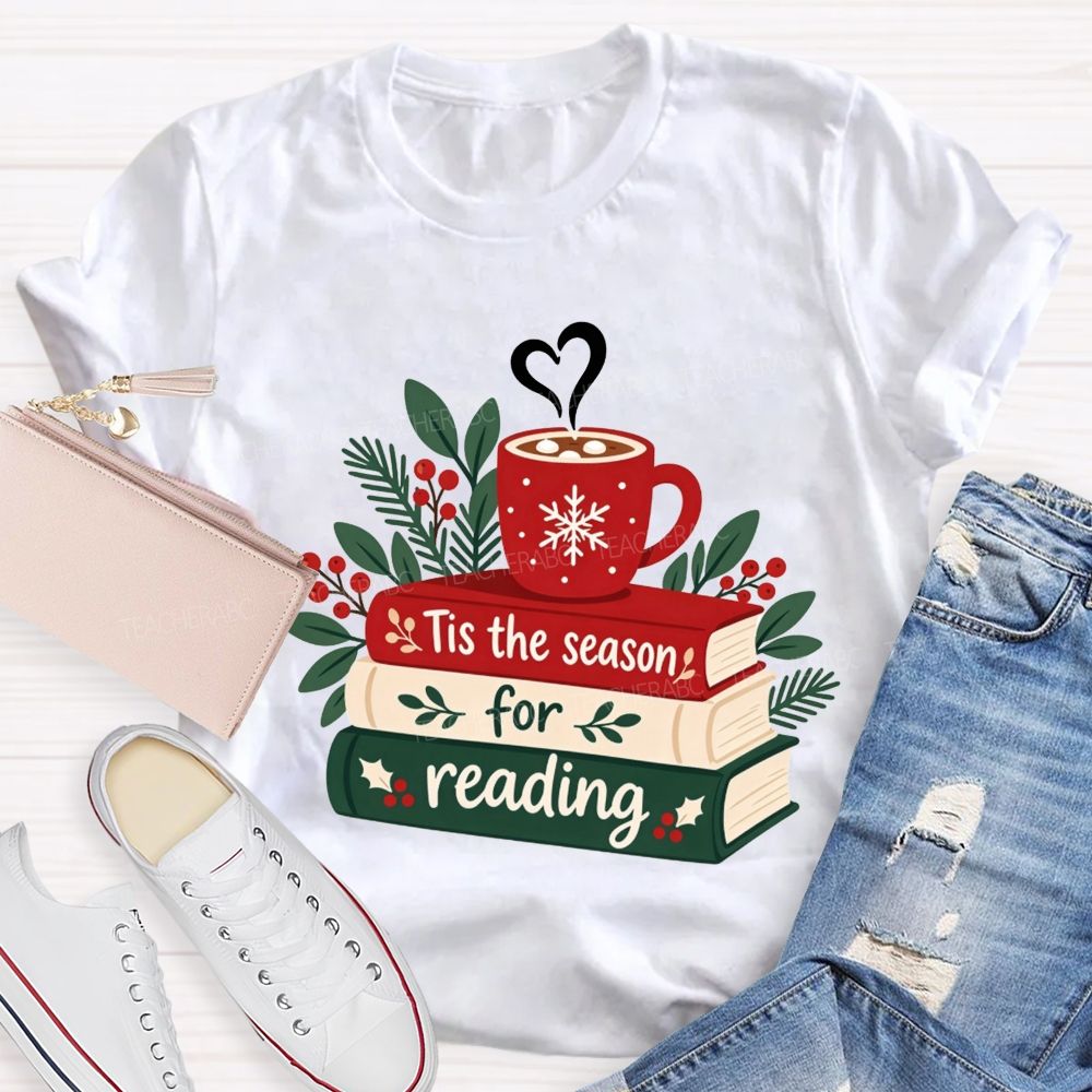 Tis The Season For Reading Christmas Book Teacher T-shirt