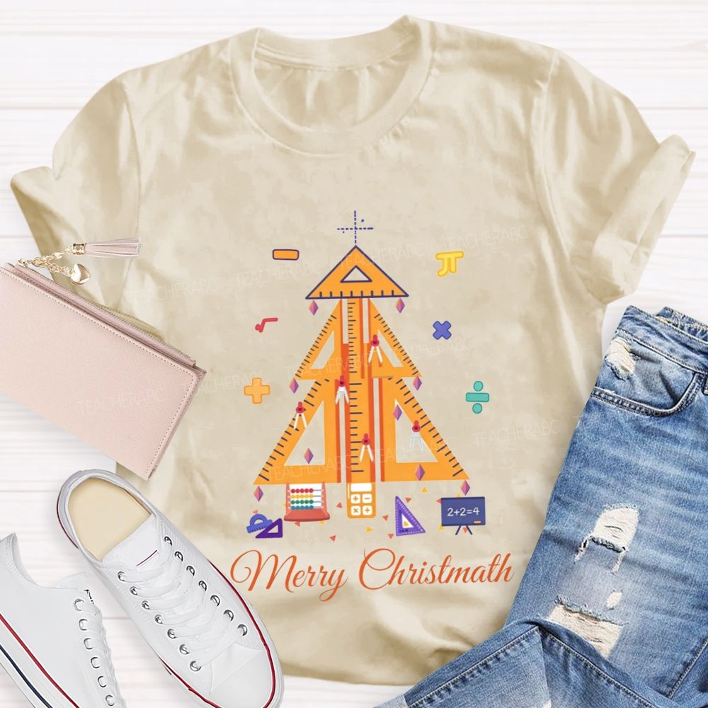 Merry Christmath Math Christmas Tree Teacher T-shirt