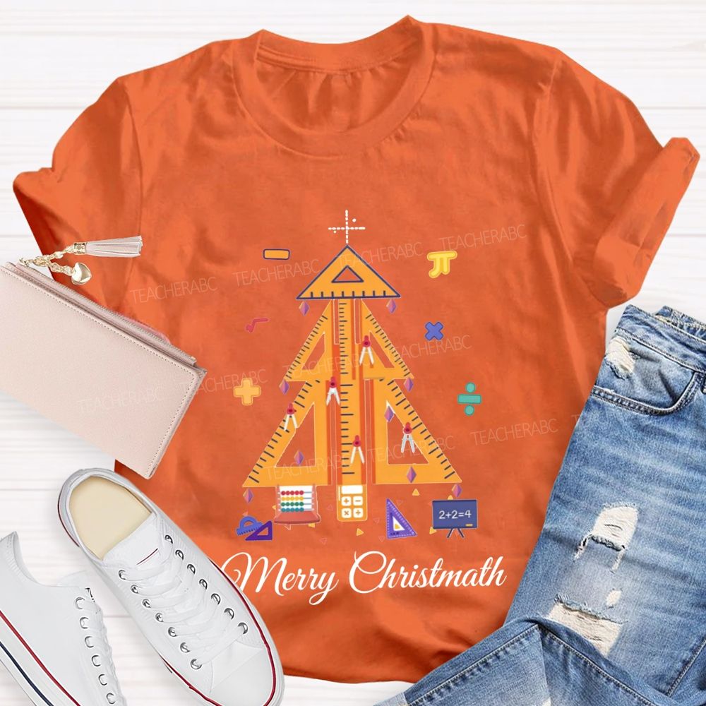 Merry Christmath Math Christmas Tree Teacher T-shirt