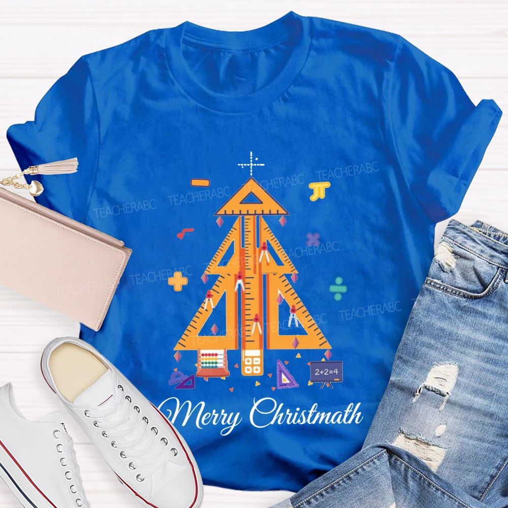 Merry Christmath Math Christmas Tree Teacher T-shirt