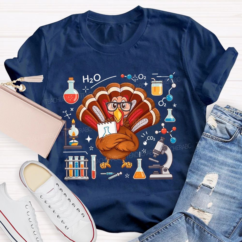 Science Teacher Thanksgiving Turkey Teacher T-shirt