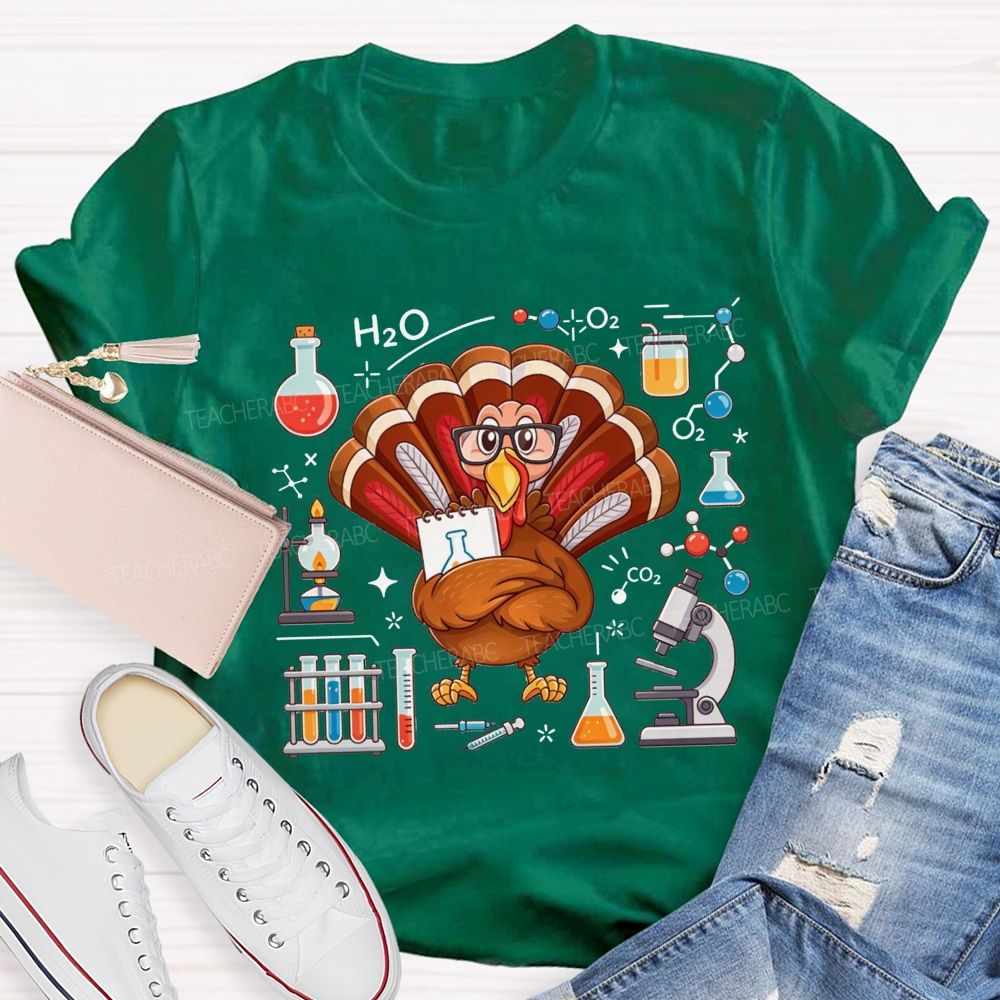 Science Teacher Thanksgiving Turkey Teacher T-shirt