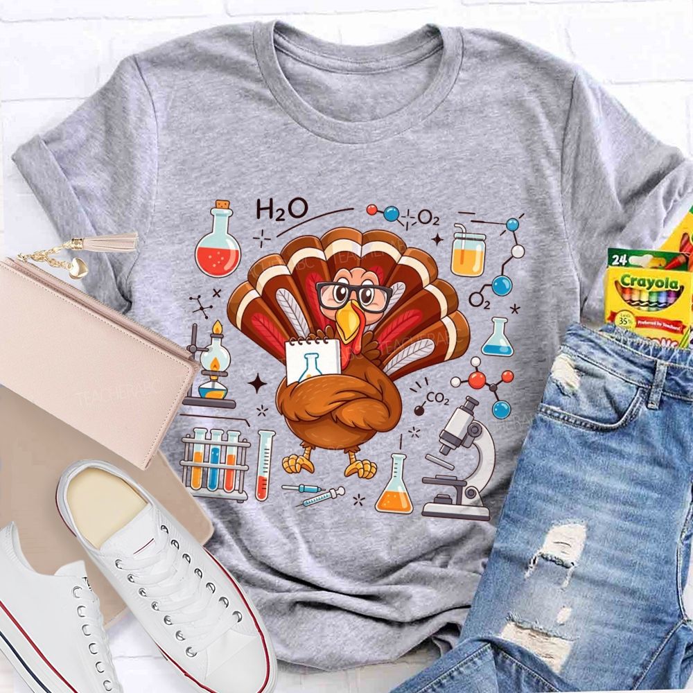 Science Teacher Thanksgiving Turkey Teacher T-shirt