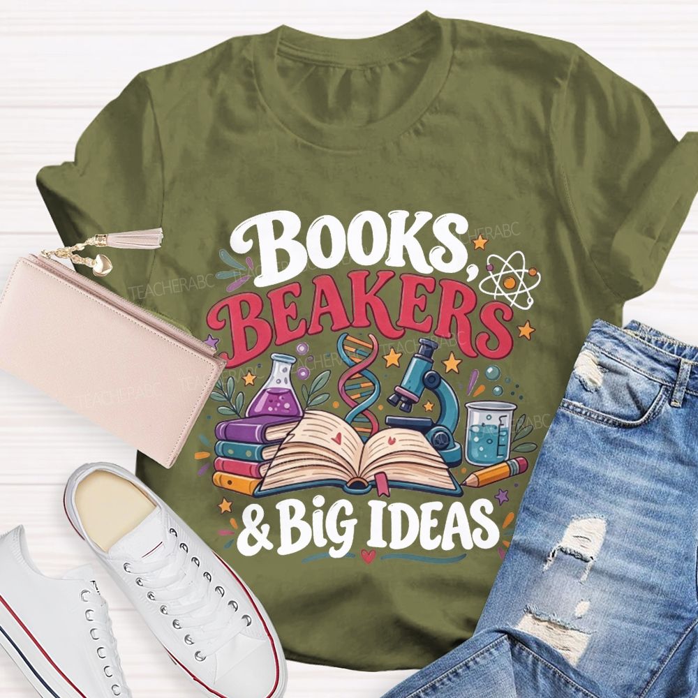 Books Beakers And Big Ideas Science Teacher T-shirt