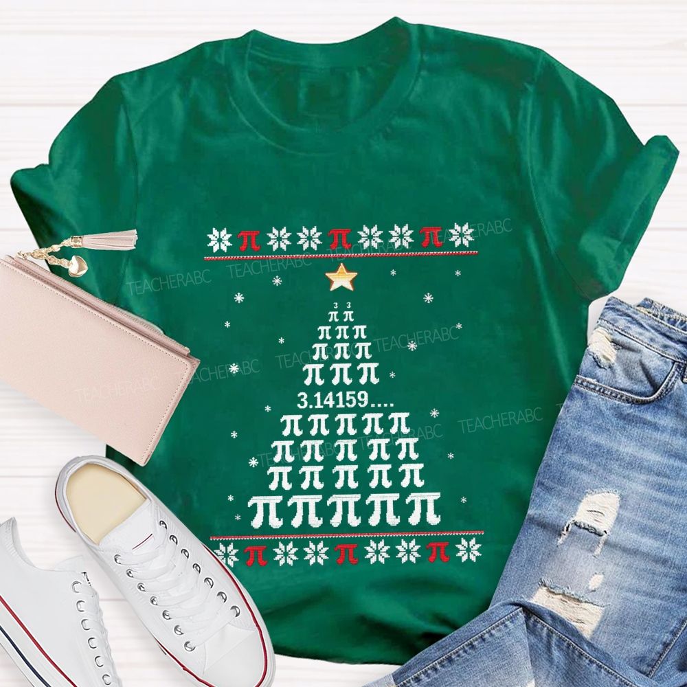 Christmas Math Pi Christmas Tree Teacher T-Shirt