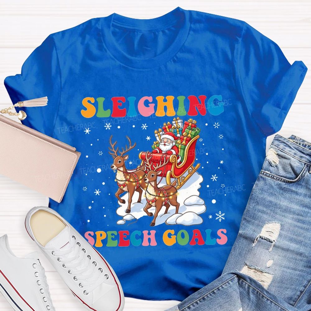 Sleighing Speech Christmas Slp Santa Sleigh Reindeer Teacher T-shirt