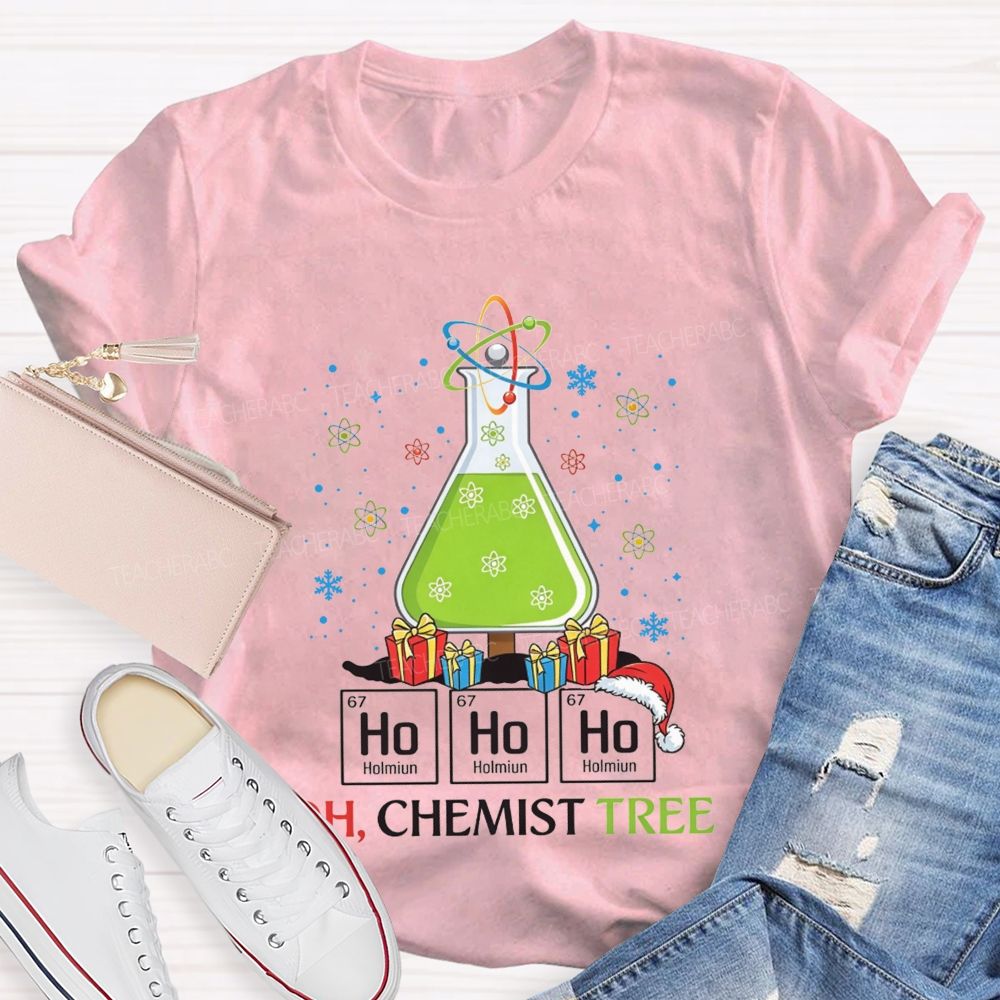 Ho Ho Ho H Chemist Tree Christmas Science Teacher T-shirt
