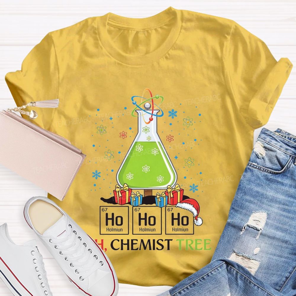 Ho Ho Ho H Chemist Tree Christmas Science Teacher T-shirt