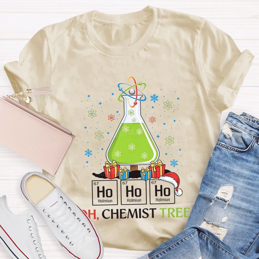 Ho Ho Ho H Chemist Tree Christmas Science Teacher T-shirt