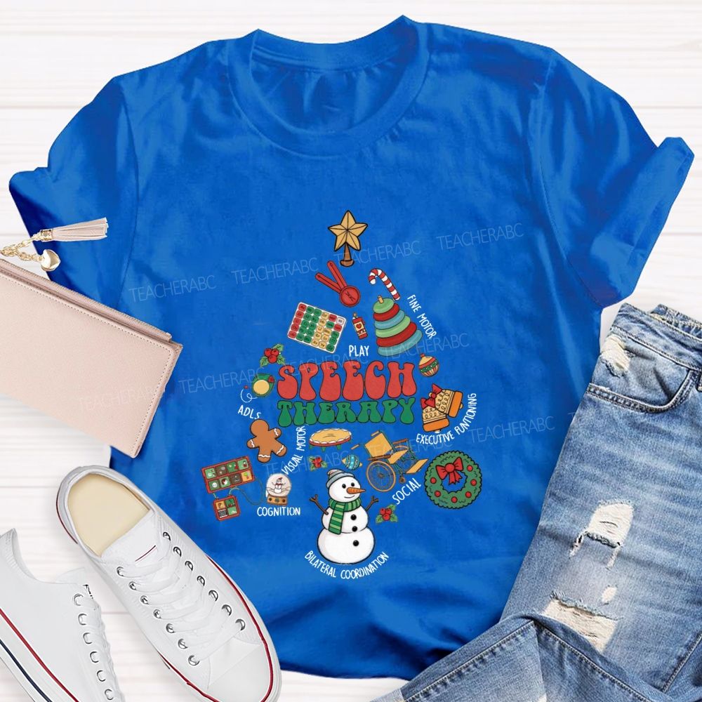 Christmas Speech Therapy Play Fine Motor Executive Functioning Social Teacher T-shirt