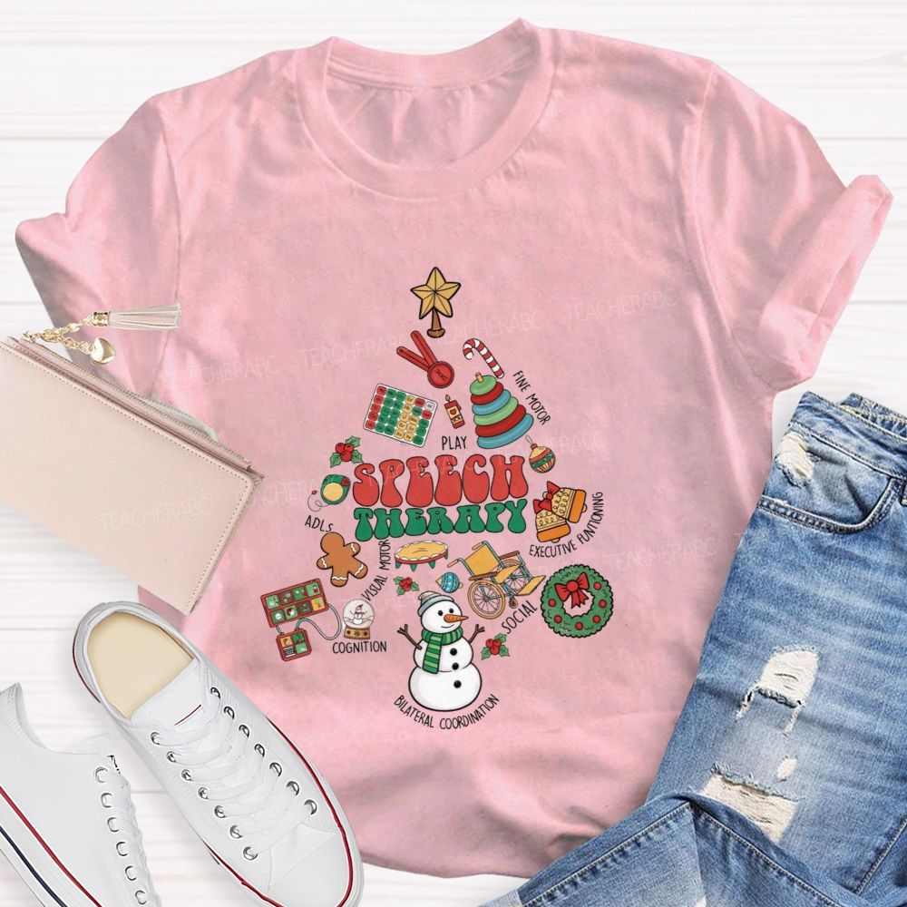 Christmas Speech Therapy Play Fine Motor Executive Functioning Social Teacher T-shirt