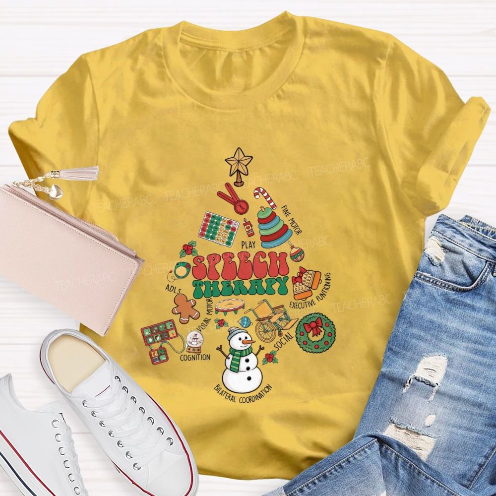 Christmas Speech Therapy Play Fine Motor Executive Functioning Social Teacher T-shirt