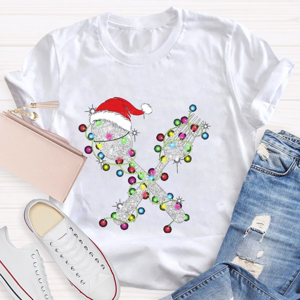 Gleaming Christmas cutlery Teacher T-shirt