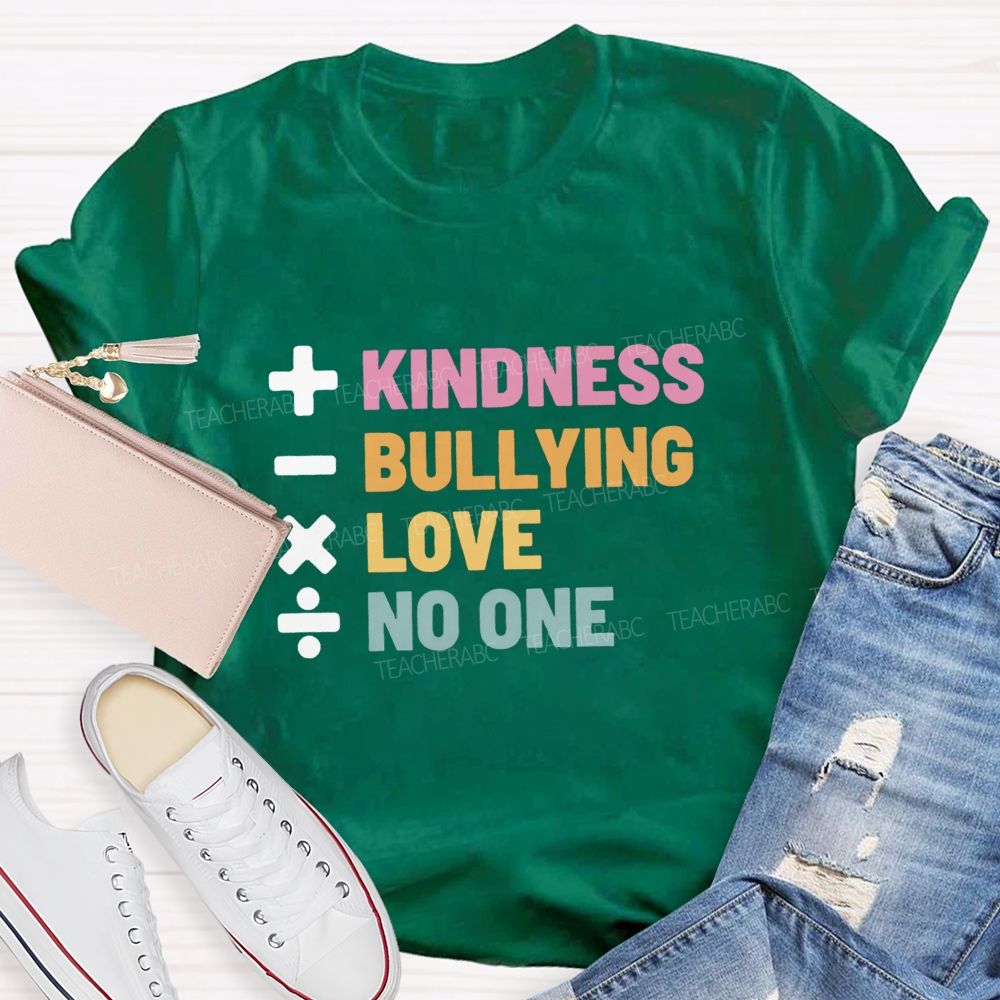 Add Kindness Subtract Bullying Teacher T-shirt