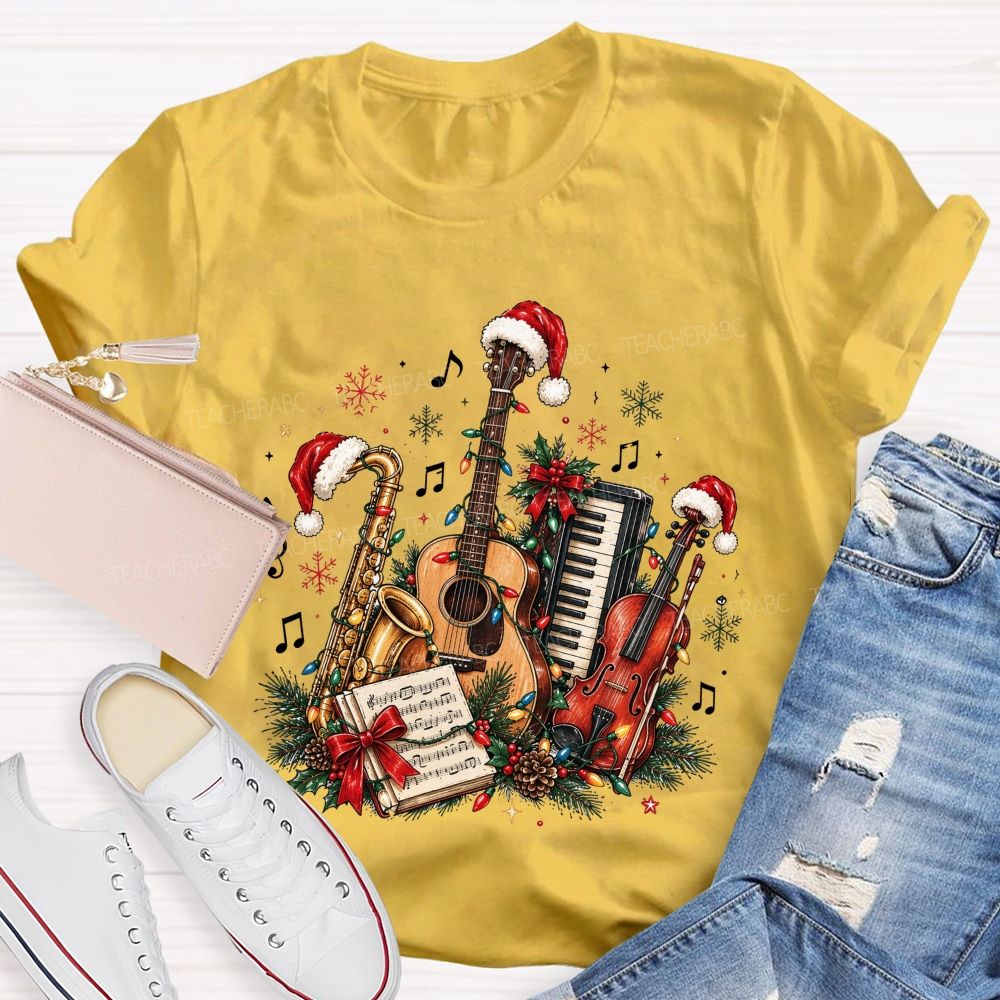 Musician Christmas Instruments Music Teacher T-shirt