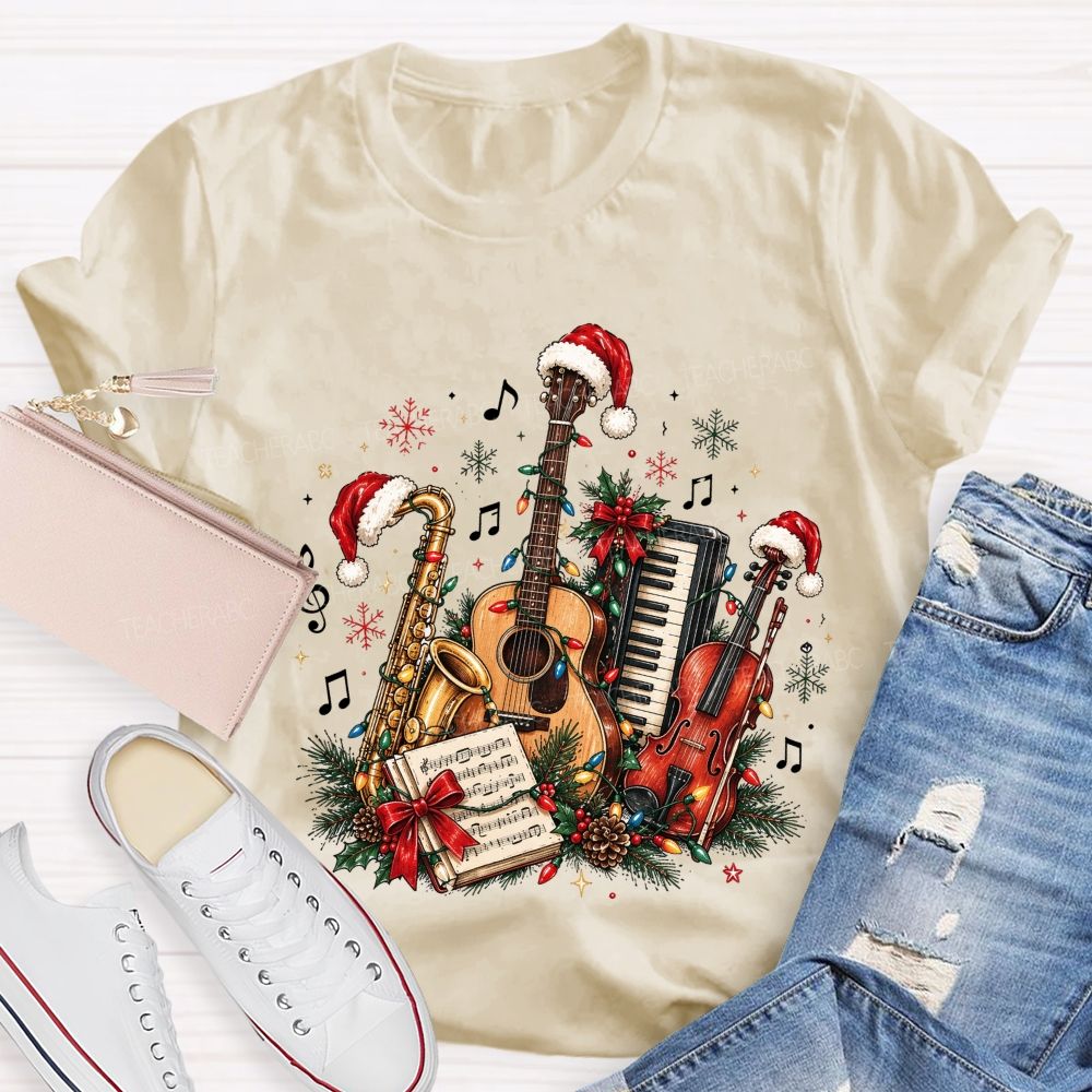 Musician Christmas Instruments Music Teacher T-shirt