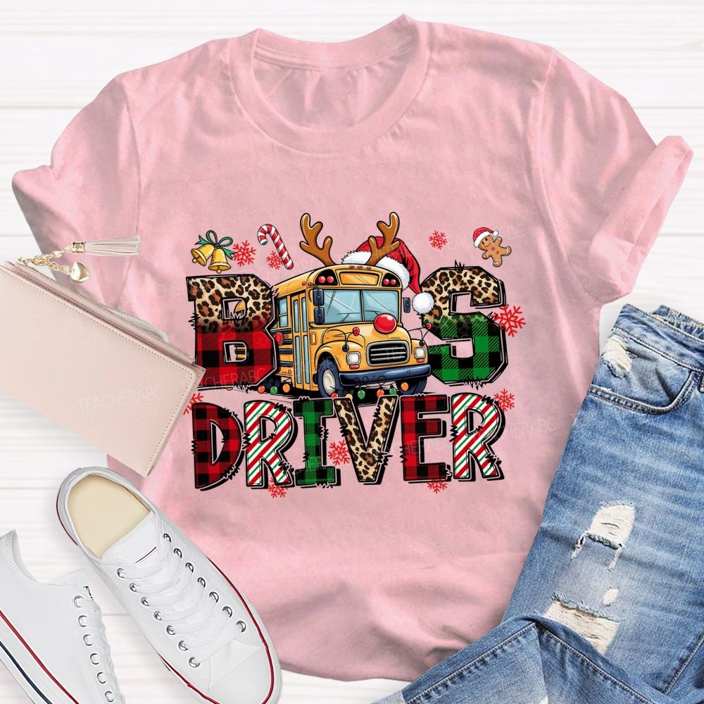 Christmas Reindeer School Bus Driver Teacher T-shirt