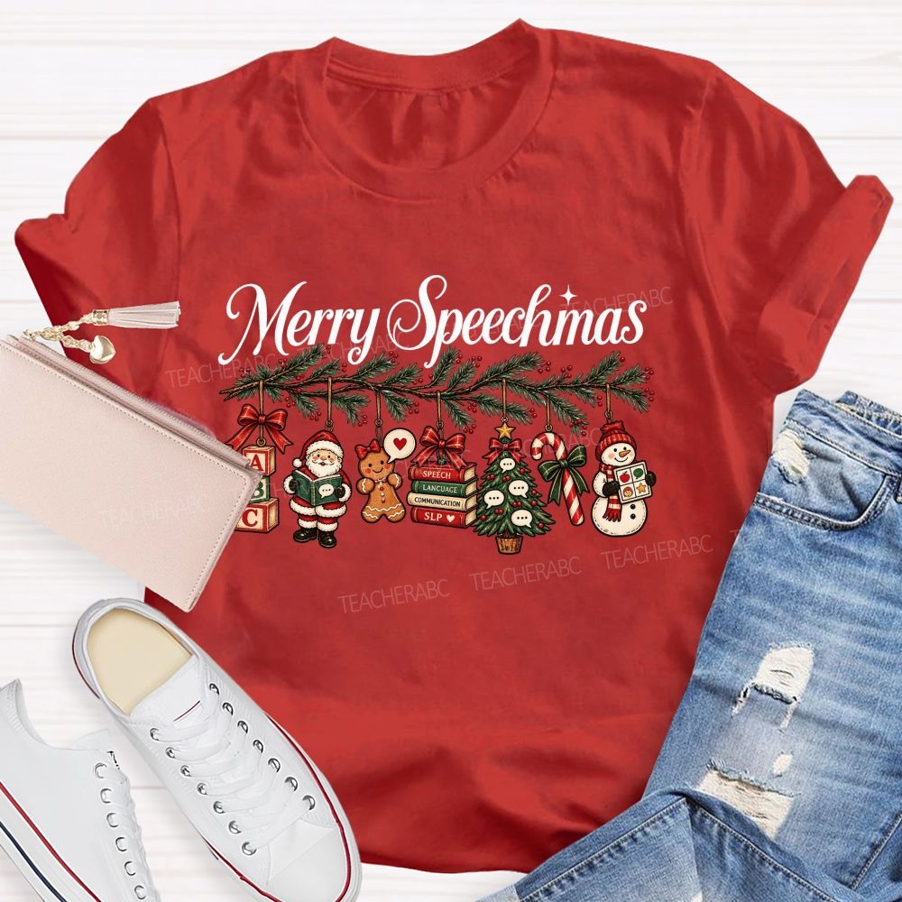 Merry Speechmas Speech Therapist Teacher T-shirt