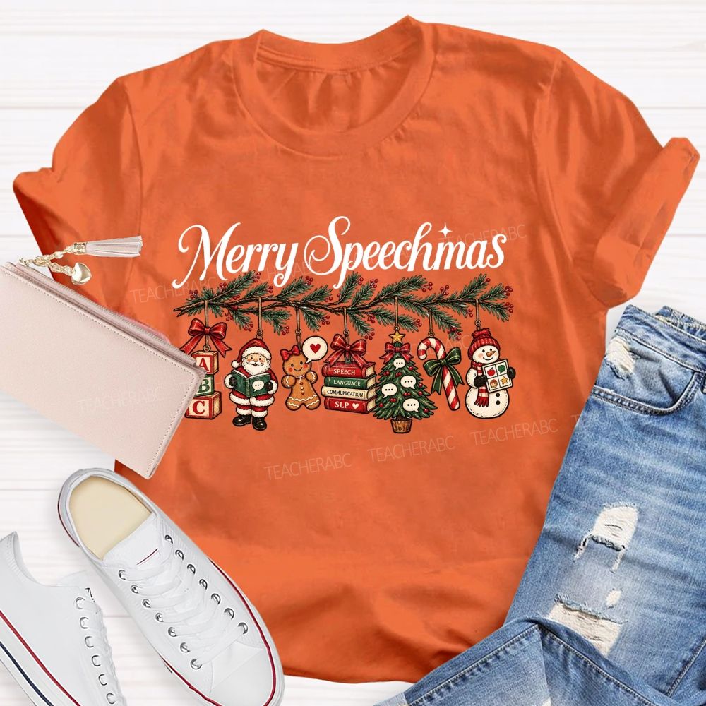 Merry Speechmas Speech Therapist Teacher T-shirt