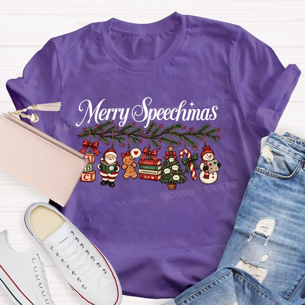 Merry Speechmas Speech Therapist Teacher T-shirt